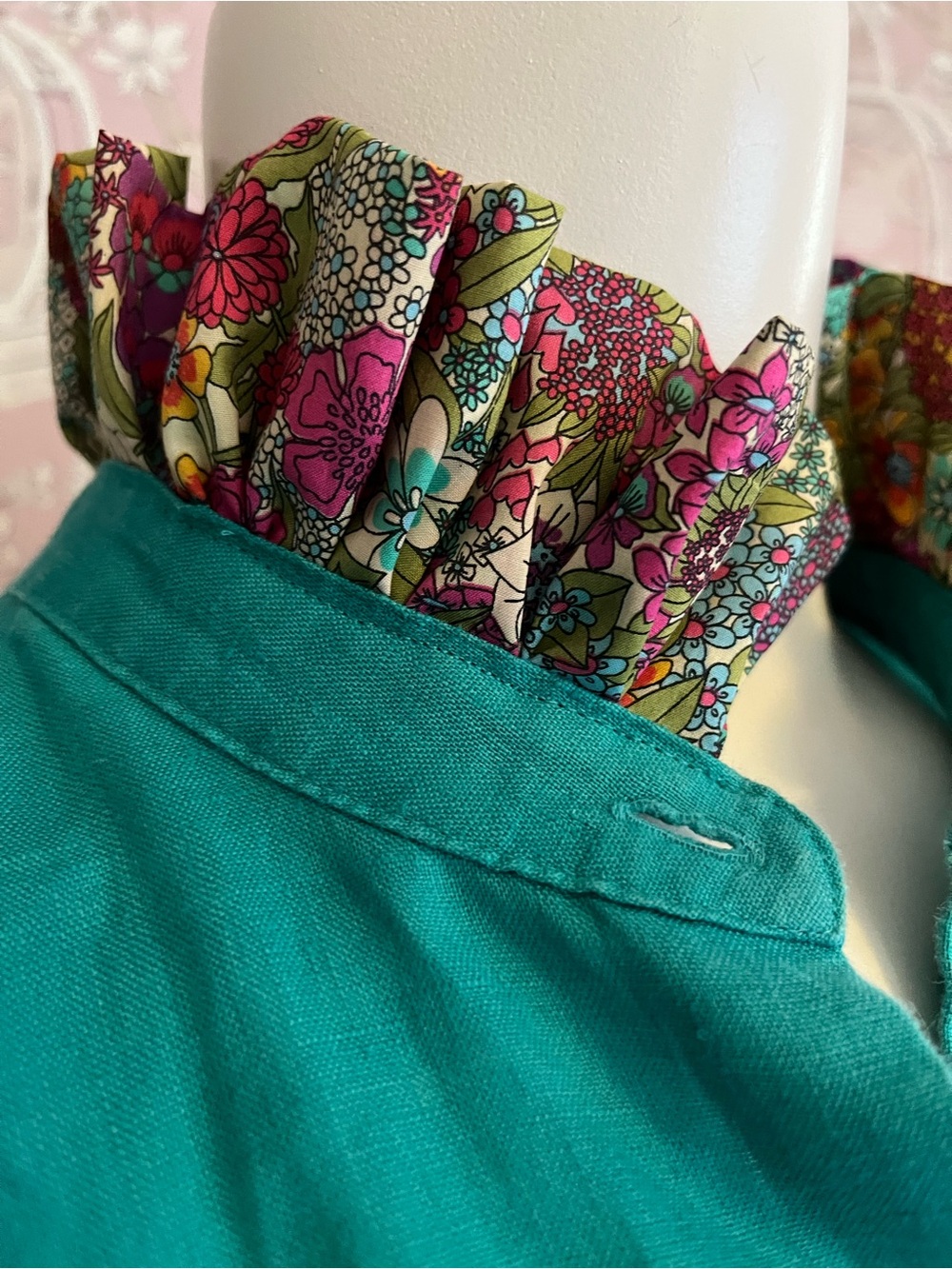 Upcycled  JJill linen woman’s teal shirt/tunic - Picture 6 of 7